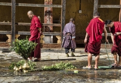 morning chores at the dzong