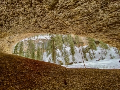 from inside cave
